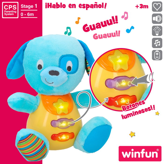 Winfun Peluche perro en español con luces y sonidos