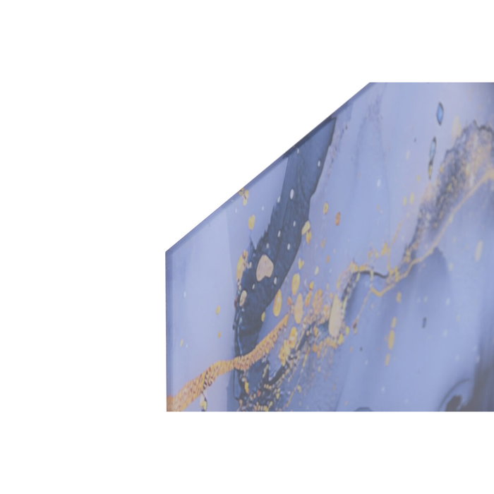 DKD Home Decor Cuadro de Cristal Templado Moderno Azul y Dorado 80x120 cm