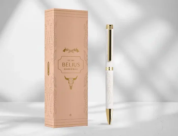 Belius Wild West Bolígrafo Aluminio Crema Dorado Tinta Azul Caja Diseño