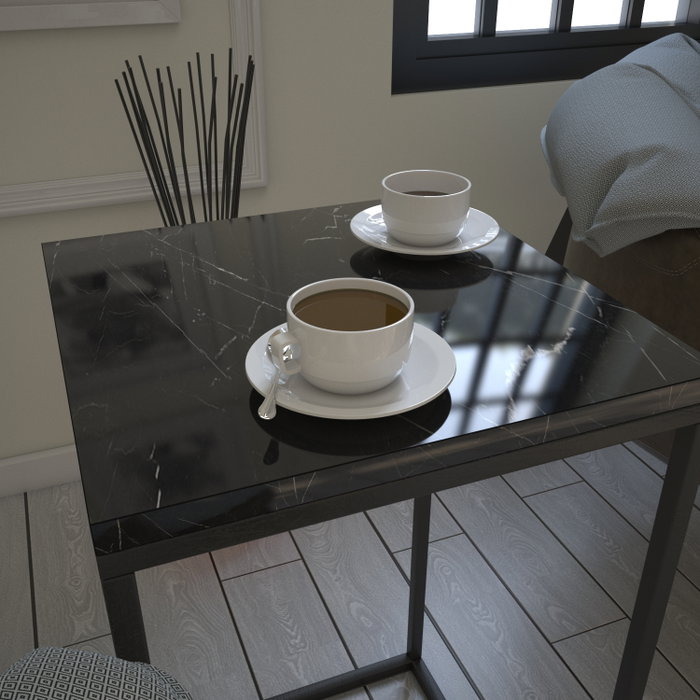 Hanah Home Mesa Auxiliar Pure - Royal Blanca y Negra 35x62x35 cm