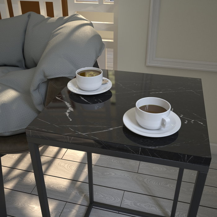 Hanah Home Mesa Auxiliar Pure - Royal Blanca y Negra 35x62x35 cm