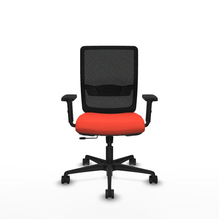 Silla de oficina Haches con mecanismo Sincro/Traslack tapizada con Tela color Naranja oscuro y malla color Negro. Equipada con lumbar 1D, Brazos 2D y Ruedas 65mm nailon Silla de oficina Haches con mecanismo Sincro/Traslack tapizada con Tela color Naranja oscuro y malla color Negro. Equipada con lumbar 1D, Brazos 2D y Ruedas 65mm nailon