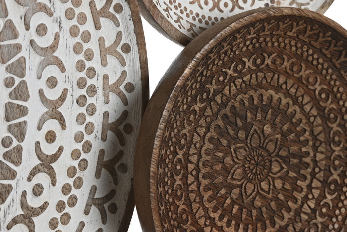 DKD Home Decor Decoración de Pared de Mango con Mandalas y Acabado Desgastado
