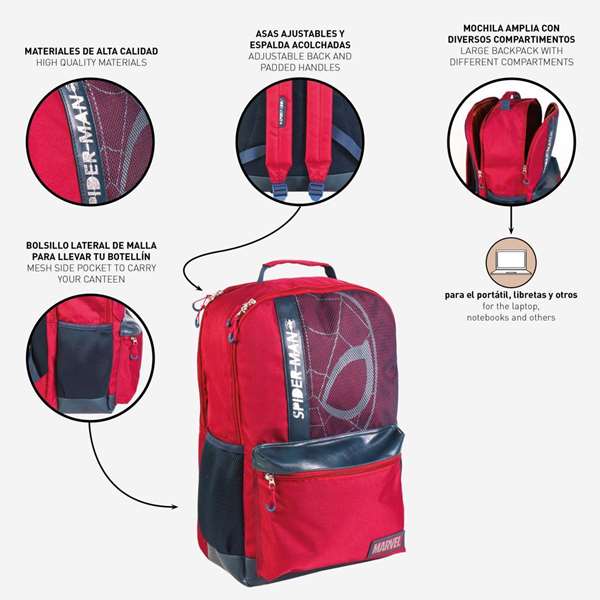 Cerdá Mochila Casual Técnica Marvel, Rojo, Dimensiones 29.5 x 45.0 x 16.0 cm, Recomendada 3 años