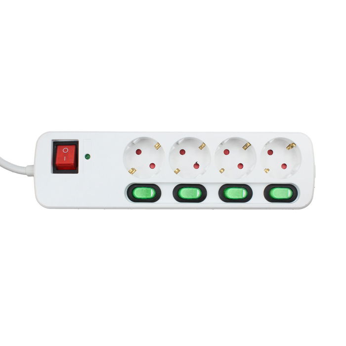 Regleta Enchufes 4 Tomas sin Interruptor TM Electron TMUAD554 Blanco 3680 W (1,5 m)