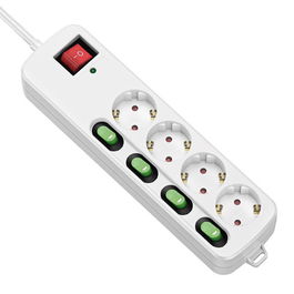 Regleta Enchufes 4 Tomas sin Interruptor TM Electron TMUAD554 Blanco 3680 W (1,5 m)