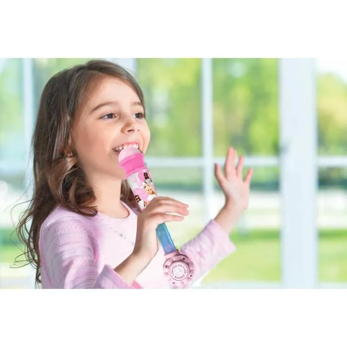 Lexibook Micrófono de Barbie con Tubo Luminoso, Altavoz, Melodías y Efectos de Sonido