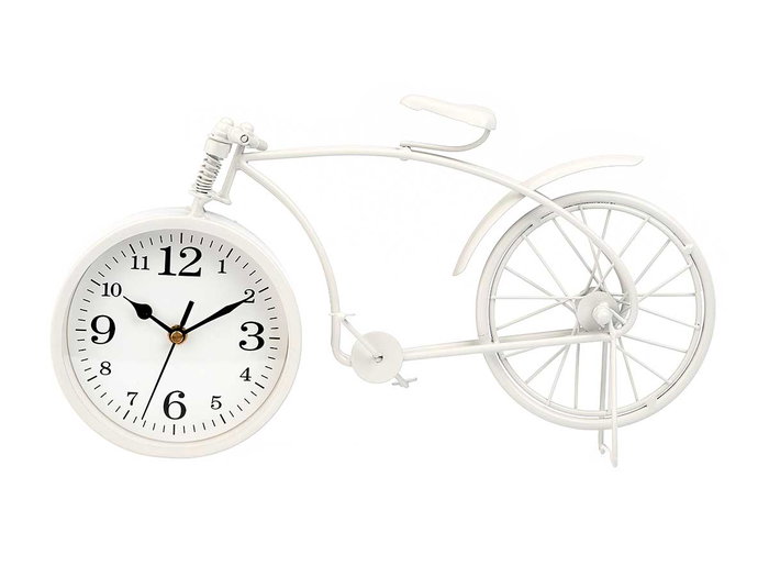 Giftdecor Reloj de Forja con Diseño de Bicicleta Blanco 20 cm Metal (Set de 4)