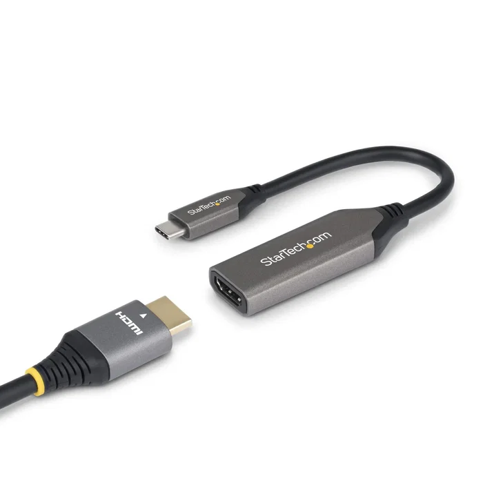 StarTech Adaptador USB-C a HDMI 112B-USBC-HDMI21, 8K 60Hz/4K 144Hz, HDMI 2.1, HDR10+, HDCP 2.3, Audio 7.1, Cable 20 cm, Compatible con Apple M1/M2/M3/M4, Plug & Play