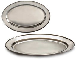 Kinvara Bandeja Oval Acero Inoxidable Plata 40 cm x 25 cm x 2.5 cm (Set de 24)