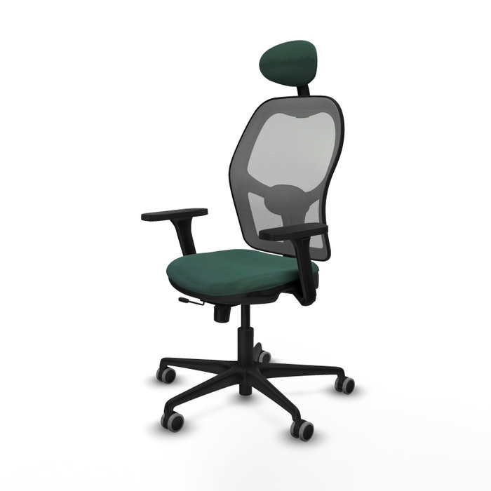 PIQUERAS Y CRESPO Silla de oficina Jorquera con mecanismo Sincro/Traslack, Verde botella y Gris