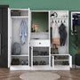 Hanah Home M3 - 1559 Recibidor Escandinavo Blanco con Cajón, Estantes y Espejo