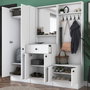 Hanah Home M3 - 1559 Recibidor Escandinavo Blanco con Cajón, Estantes y Espejo