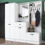 Hanah Home M3 - 1559 Recibidor Escandinavo Blanco con Cajón, Estantes y Espejo