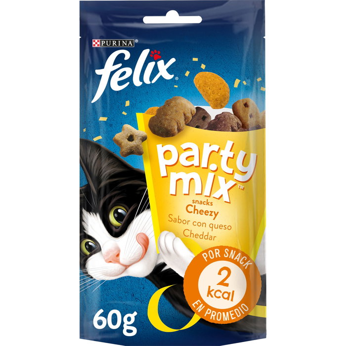 Purina Felix Party Mix Cheezy con Queso para Gatos, 8x60gr Purina Felix Party Mix Cheezy con Queso para Gatos, 8x60gr