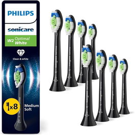 Philips Cabezales de repuesto Sonicare Optimal White HX6068/88, 8 unidades, Negro