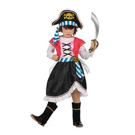 My Other Me Disfraz Pirata Gorro, Vestido con Corpiño, Chaleco, Cinturón y Cubrebotas Talla 3-4 Años