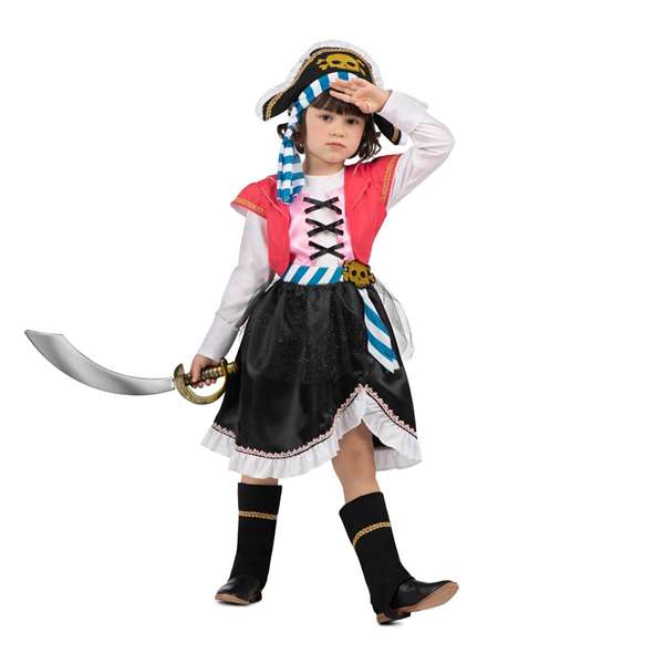 My Other Me Disfraz Pirata Gorro, Vestido con Corpiño, Chaleco, Cinturón y Cubrebotas Talla 3-4 Años