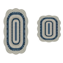 Mijölnir 21016415Km Juego de Alfombrillas de Baño Antideslizante y Antibacteriano, Suave Poliéster Lavable a Máquina, Color Azul, 1300 gr/m², 10 mm de Pelo