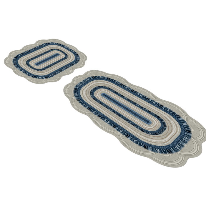 Mijölnir 21016415Km Juego de Alfombrillas de Baño Antideslizante y Antibacteriano, Suave Poliéster Lavable a Máquina, Color Azul, 1300 gr/m², 10 mm de Pelo