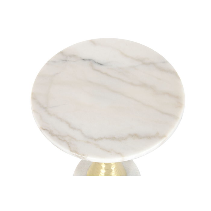 DKD Home Decor Mesita Auxiliar de Mármol y Metal Blanco y Dorado