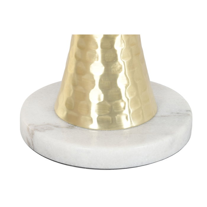 DKD Home Decor Mesita Auxiliar de Mármol y Metal Blanco y Dorado