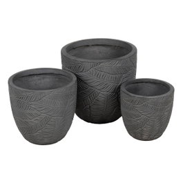 Ixia Set de 3 Maceteros Grises de Fibra de Magnesio 37x37x35 cm