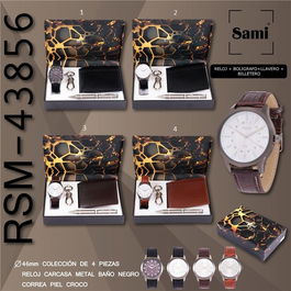 SAMI Conjunto de Accesorios Hombre con Reloj, Billetero, Llavero y Bolígrafo