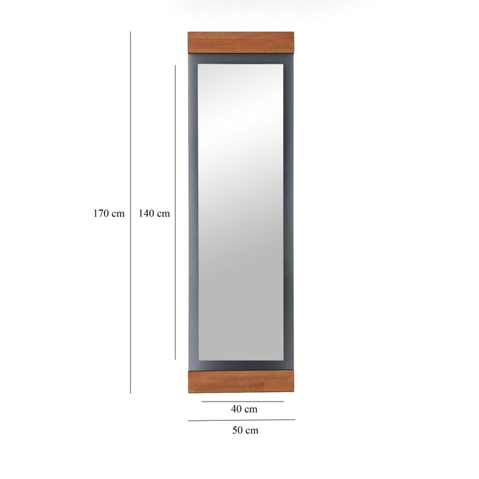 Hanah Home Murano - Oak Espejo Cheval 50x170cm Metal Roble y Fume