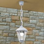Fumagalli Farol de Techo Sicar/Giampy con Cadena, Blanco, Cristal Transparente, Casquillo E27, IP55, Resistente UV, Ø210 x 750 mm