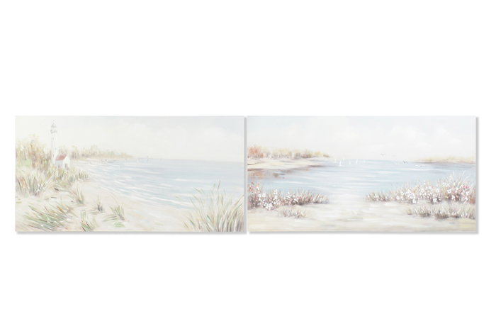 DKD Home Decor Cuadro Lienzo Pino 140x70x3,7 Playa Surtido de 2 DKD Home Decor Cuadro Lienzo Pino 140x70x3,7 Playa Surtido de 2