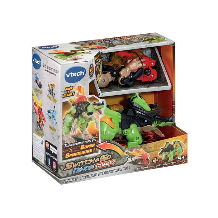 VTech Switch & Go Dinos Spinozauri 2 en 1 Superespinosaurio Multicolor, VTE3417765822056 - Idioma Francés VTech Switch & Go Dinos Spinozauri 2 en 1 Superespinosaurio Multicolor, VTE3417765822056 - Idioma Francés