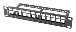 LANBERG PPKS-9112-B Panel de supresión para bastidor de 10 pulgadas, 12 puertos, Negro