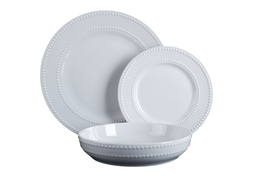 DKD Home Decor Vajilla Set 18 Porcelana Perla Relieve Blanco