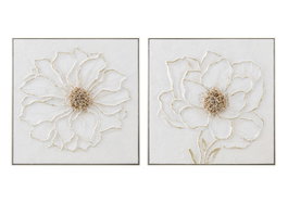 DKD Home Decor Cuadro Lienzo Floral Surtido de 2 Piezas