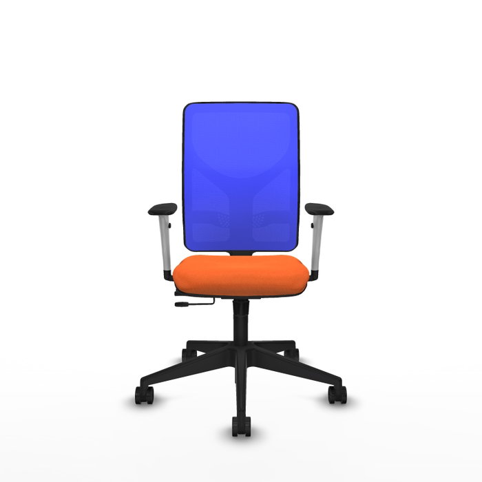 PIQUERAS Y CRESPO Silla de oficina Motilla con mecanismo Sincro/Traslack, Tela Naranja y Malla Azul