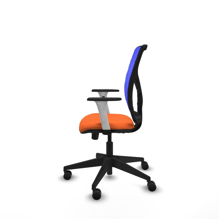 PIQUERAS Y CRESPO Silla de oficina Motilla con mecanismo Sincro/Traslack, Tela Naranja y Malla Azul