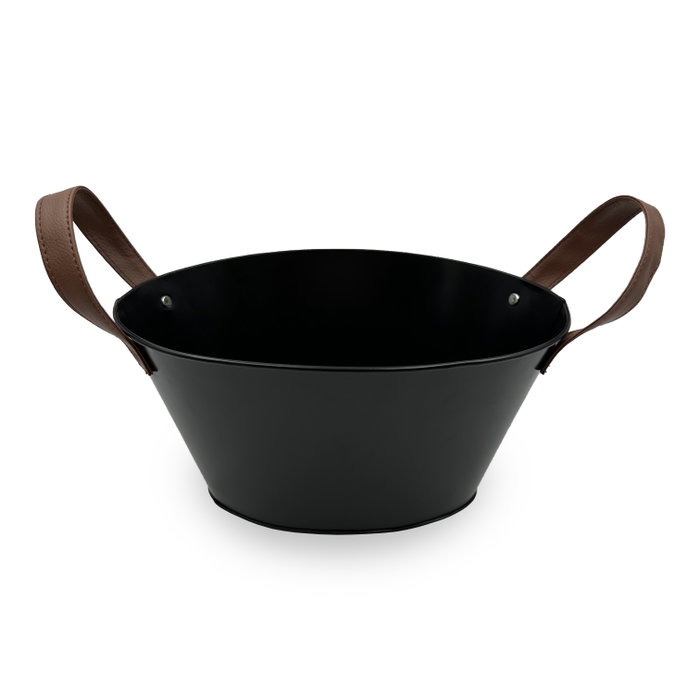 Inde Cubo Metal Ovalado con Asa de Piel Negro 27 cm (12 Unidades) Inde Cubo Metal Ovalado con Asa de Piel Negro 27 cm (12 Unidades)