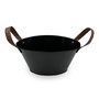 Inde Cubo Metal Ovalado con Asa de Piel Negro 27 cm (12 Unidades)