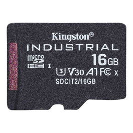 Kingston Tarjeta de Memoria microSDHC 16 GB Industrial, Velocidad V30 U3, Clase A1, UHS-I, Lectura 100 MB/s, TLC NAND Flash