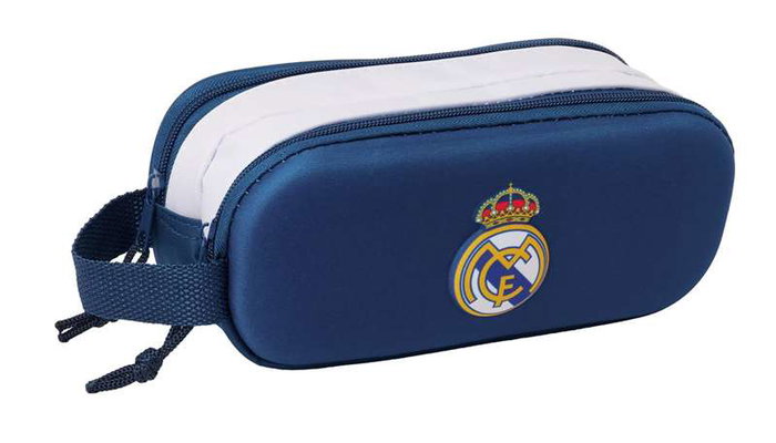 SAFTA Portatodo 3D Real Madrid Doble Compartimento con Cremallera Asa de Mano 21x6x8cm