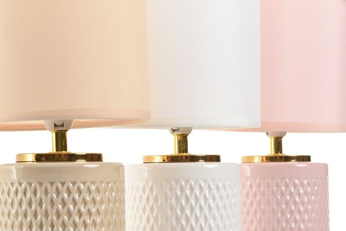 DKD Home Decor Urban Lámpara de Sobremesa de Gres, E14, Colores Rosa, Blanco o Beige, 15x15x29 cm, (12 Unidades)