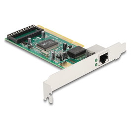 DeLOCK PCI Netzwerkkarte Gigabit LAN 1 x RJ45 RTL8169, Tarjeta de Red PCI Full Duplex 1 Gbit/s Interna, Compatible con Windows 10/11/8.1