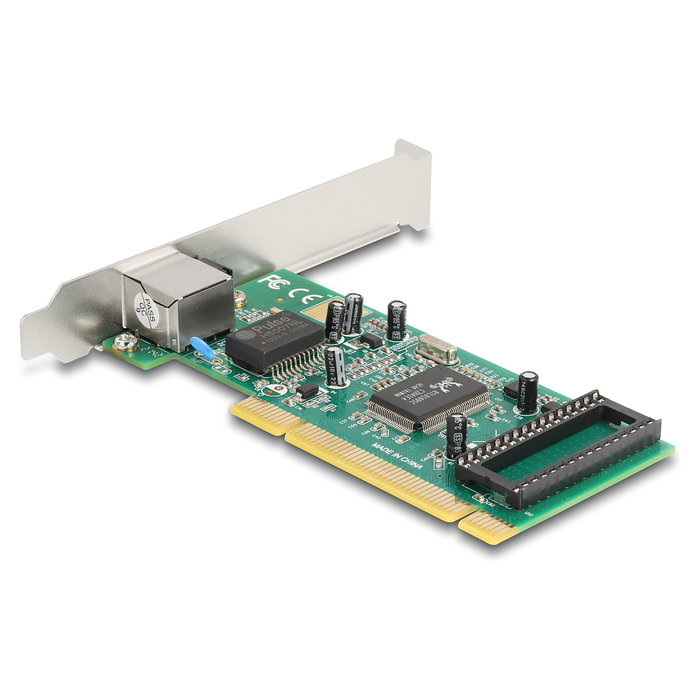 DeLOCK Tarjeta de Red PCI Gigabit Ethernet LAN 1x RJ45 RTL8169, Full/Low Profile, Verde/Gris, Compatible con Windows 10/11/8.1