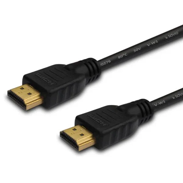 Savio CL-121 Cable HDMI 1.8 m Macho-Macho Negro, Compatible 4K, 3D, Retorno de Audio (ARC), Canal Ethernet y Conectores Chapados en Oro