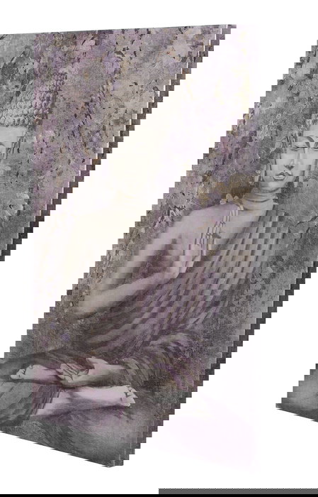 DKD Home Decor Cuadro Oriental Buda Dorado Granate Lienzo Pino 2.7 x 80 x 60 cm (2 Unidades)