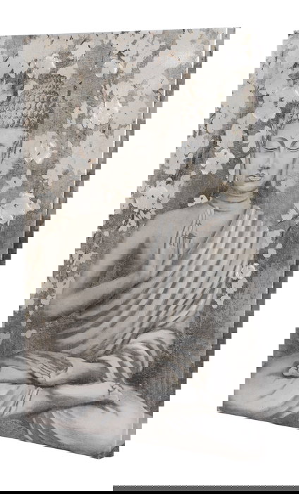 DKD Home Decor Cuadro Oriental Buda Dorado Granate Lienzo Pino 2.7 x 80 x 60 cm (2 Unidades)