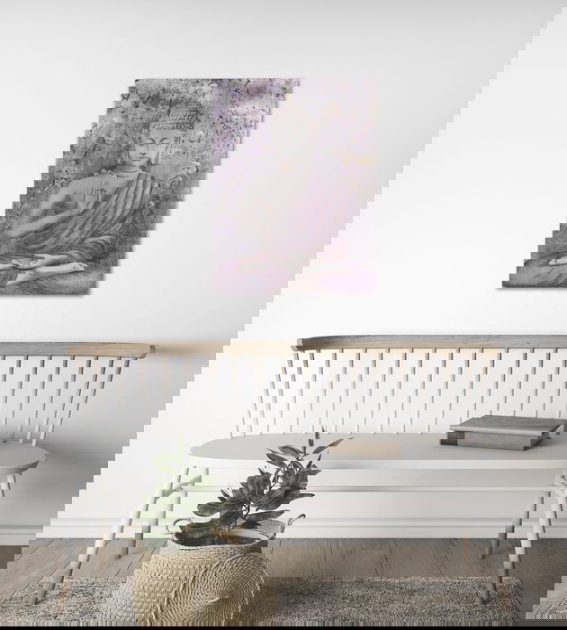 DKD Home Decor Cuadro Oriental Buda Dorado Granate Lienzo Pino 2.7 x 80 x 60 cm (2 Unidades)