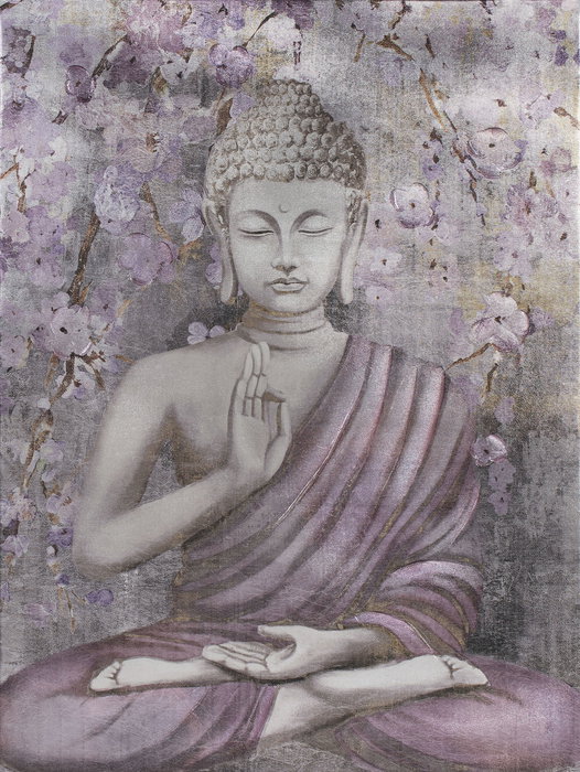 DKD Home Decor Cuadro Oriental Buda Dorado Granate Lienzo Pino 2.7 x 80 x 60 cm (2 Unidades)