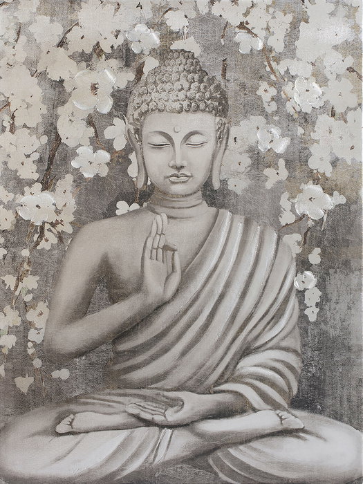 DKD Home Decor Cuadro Oriental Buda Dorado Granate Lienzo Pino 2.7 x 80 x 60 cm (2 Unidades)